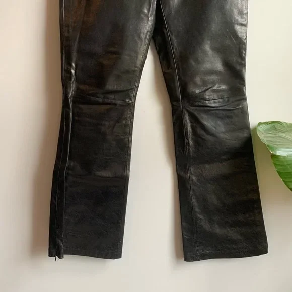 Vintage Indeed Black Leather Fully Lined Pants Size 4 - Picture 3 of 12